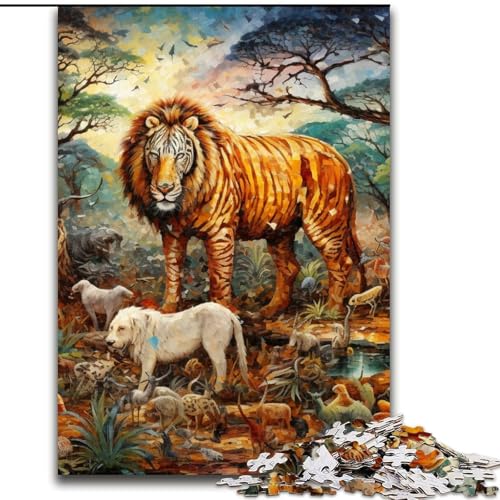 1000-teiliges Puzzle für Erwachsene, afrikanische Tiere, aus Pappe, interaktives Familienspiel, Denksportgeschenk, Lernspielzeug, 1000 Teile(26x38cm) von XHAXING