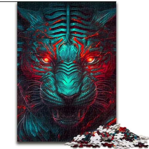 1000-teiliges Puzzle für Erwachsene, blaues Monster-Tiger-Puzzle aus Pappe, hochschwieriges Denkspiel für Teenager, 1000 Teile(26x38cm) von XHAXING