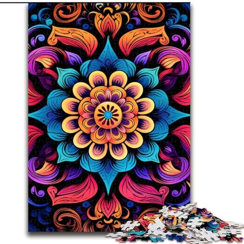 1000-teiliges Puzzle für Erwachsene, blühende Mandalas, Puzzle aus Holz, interaktives Familienspiel, Denksportgeschenk, Lernspielzeug, 1000 Stück(50x75cm) von XHAXING