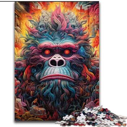 1000-teiliges Puzzle für Erwachsene, buntes Affen-Puzzle aus Holz, Spielzeug, Geschenk, pädagogisches, intellektuelles, entspannendes Familienspiel, 1000 Teile(50x75cm) von XHAXING
