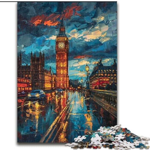 1000-teiliges Puzzle für Erwachsene, buntes Big Ben-Puzzle aus Holz, anspruchsvolles Denkspiel für Teenager, unterhaltsames interaktives Spiel für die ganze Familie, 1000 Teile(50x75cm) von XHAXING