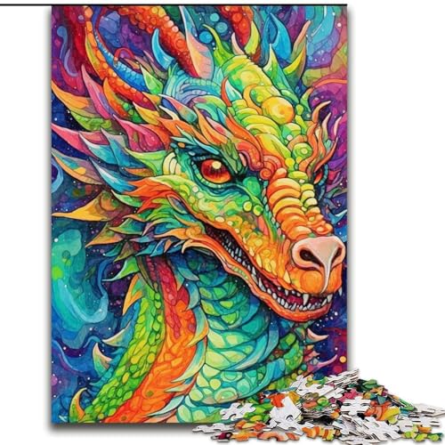 1000-teiliges Puzzle für Erwachsene, buntes Drachenpuzzle aus Holz, anspruchsvolles Denkspiel für Teenager, Spaß für den Familienspieleabend, 1000 Teile(50x75cm) von XHAXING