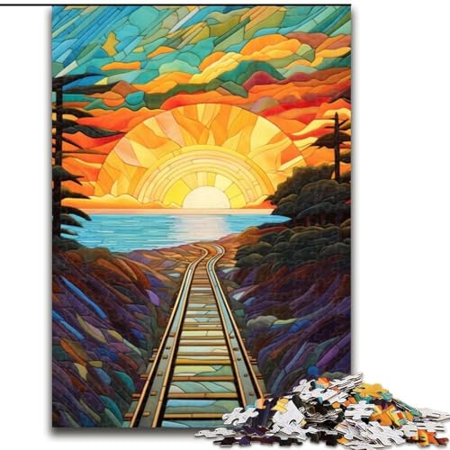 1000-teiliges Puzzle für Erwachsene, buntes Eisenbahn-Puzzle aus Pappe, interaktives Familienspiel, Denksport-Geschenk, Lernspielzeug, 1000 Teile(26x38cm) von XHAXING