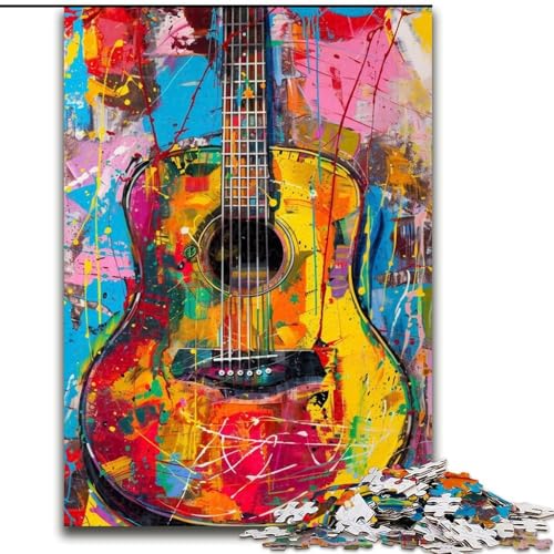 1000-teiliges Puzzle für Erwachsene, buntes Gitarren-Puzzle aus Pappe, ideal als Dekoration für Zuhause und das Büro, Geburtstag, 1000 Teile(26x38cm) von XHAXING