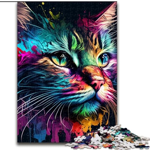 1000-teiliges Puzzle für Erwachsene, buntes Katzen-Puzzle aus Holz, anspruchsvolles Denkspiel für Jugendliche, 1000 Teile(50x75cm) von XHAXING