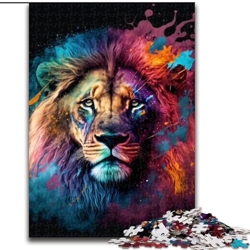 1000-teiliges Puzzle für Erwachsene, buntes Löwen-Mal-Puzzle aus Pappe, Denksportspiel, interaktives Familienspiel, geeignet für Kinder ab 14 Jahren, 1000 Teile(26x38cm) von XHAXING