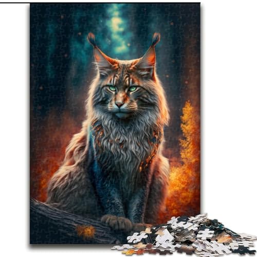 1000-teiliges Puzzle für Erwachsene, buntes Maine-Coon-Katzen-Puzzle aus Holz, interaktives Familienspiel, Denksportgeschenk, Lernspielzeug, 1000 Stück(50x75cm) von XHAXING
