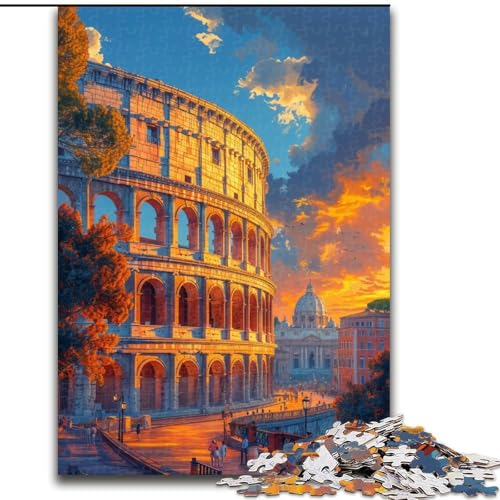 1000-teiliges Puzzle für Erwachsene, das Kolosseum in Rom, Puzzle aus Holz, Spielzeug, Geschenk, pädagogisches, intellektuelles, entspannendes Familienspiel, 1000 Teile(50x75cm) von XHAXING