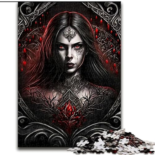 1000-teiliges Puzzle für Erwachsene, dunkle Vampirfrau, aus Pappe, ideales Weihnachts- oder Geburtstagsgeschenk, Partyspiel-Spielzeug, 1000 Teile(26x38cm) von XHAXING
