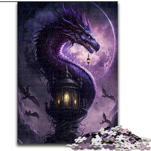 1000-teiliges Puzzle für Erwachsene, farbenfrohes Fantasy-Drachen-Puzzle aus Holz, ideal für Büro, Schlafzimmer, Wohnzimmerdekoration, 1000 Teile(50x75cm) von XHAXING