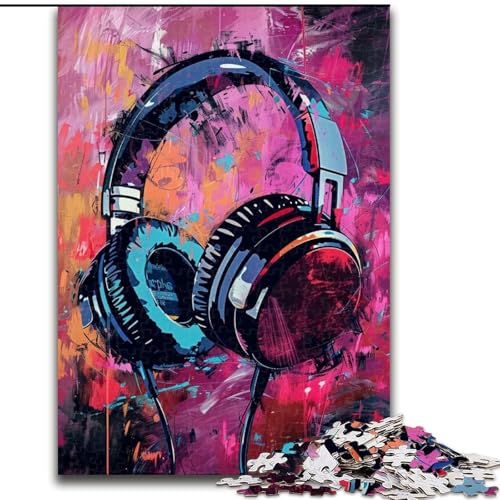 1000-teiliges Puzzle für Erwachsene, farbenfrohes Kopfhörer-Malpuzzle aus Holz, perfekt für Teenager und Sammler, ideale Heimdekoration und Reisegeschenk, 1000 Teile(50x75cm) von XHAXING