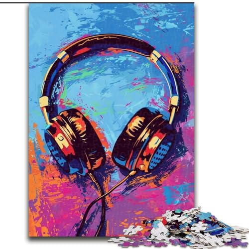 1000-teiliges Puzzle für Erwachsene, farbenfrohes Kopfhörer-Malpuzzle aus Pappe, ideal für Familienspaß Feiertage, Geburtstage, 1000 Teile(26x38cm) von XHAXING