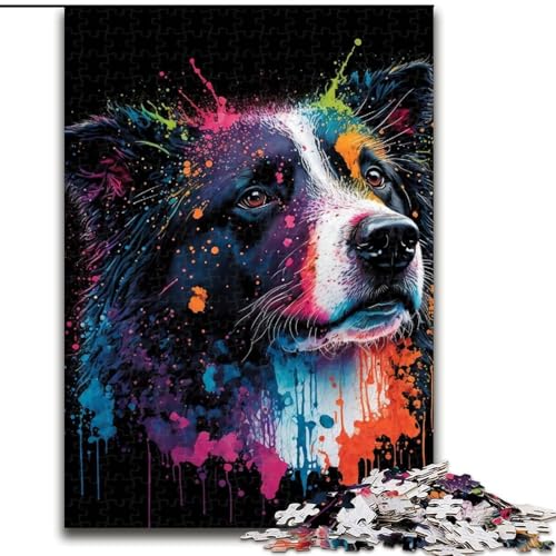 1000-teiliges Puzzle für Erwachsene, farbenfrohes Schäferhund-Puzzle aus Holz, anspruchsvolles Denkspiel für Teenager, unterhaltsames interaktives Spiel für die ganze Familie, 1000 Teile(50x75cm) von XHAXING