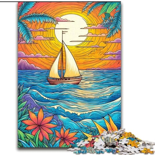 1000-teiliges Puzzle für Erwachsene, farbenfrohes Strandkunst-Puzzle aus Holz, anspruchsvolles Denkspiel für Teenager, unterhaltsames interaktives Spiel für die ganze Familie, 1000 Teile(50x75cm) von XHAXING