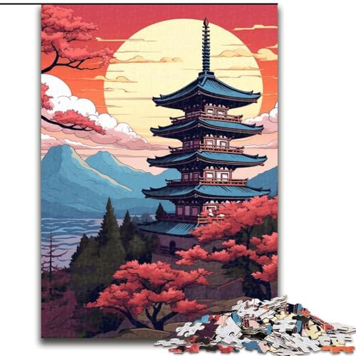 1000-teiliges Puzzle für Erwachsene, japanische Tempel, Puzzle aus Pappe, interaktives Familienspiel, Denksportgeschenk, Lernspielzeug, 1000 Teile(26x38cm) von XHAXING
