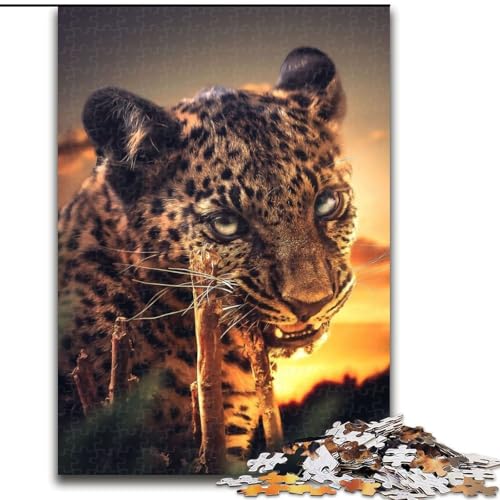 1000-teiliges Puzzle für Erwachsene, kauender Leopard, aus Pappe, hochschwieriges Denkspiel für Teenager, 1000 Teile(26x38cm) von XHAXING