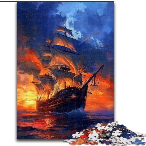1000-teiliges Puzzle für Erwachsene, magisches Piratenschiff-Puzzle aus Holz, interaktives Familienspiel, Denksportgeschenk, Lernspielzeug, 1000 Stück(50x75cm) von XHAXING