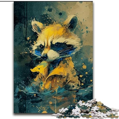 1000-teiliges Puzzle für Erwachsene, niedlicher Kleiner gelber Waschbär, aus Pappe, Spielzeug, Geschenk, lehrreich, intellektuell, entspannend, lustiges Familienspiel, 1000 Teile(26x38cm) von XHAXING