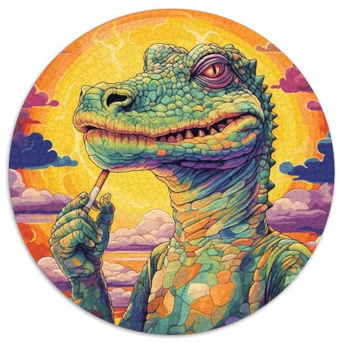 1000-teiliges Puzzle für Erwachsene, psychedelisches Nilkrokodil, rund, Papierpuzzle, anspruchsvolles Denkspiel für Teenager, Spaß für den Spieleabend mit der Familie (67,5 x 67,5 cm) von XHAXING