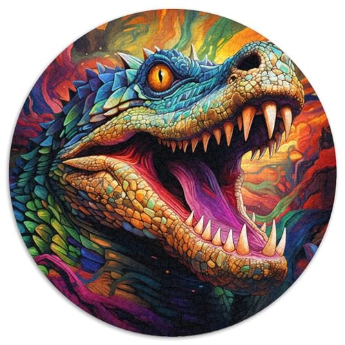 1000-teiliges Puzzle für Erwachsene, psychedelisches Nilkrokodil, rundes Kartonpuzzle, entwickelt Hand-Auge-Koordinationsfähigkeiten, (67,5 x 67,5 cm) von XHAXING