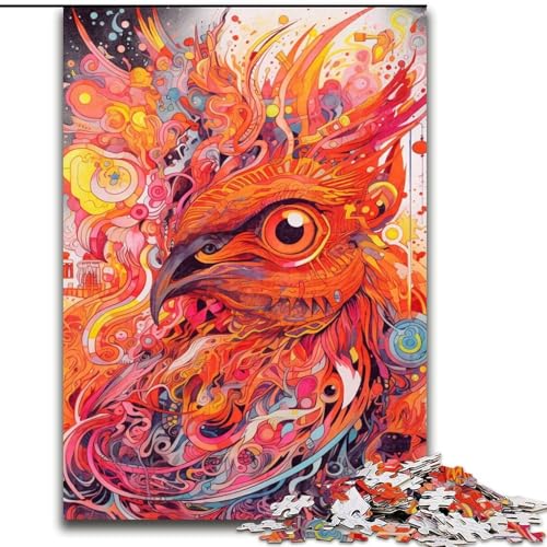 1000-teiliges Puzzle für Erwachsene, roter Phönixvogel, aus Pappe, ideales Weihnachts- oder Geburtstagsgeschenk, Partyspiel-Spielzeug, 1000 Teile(26x38cm) von XHAXING