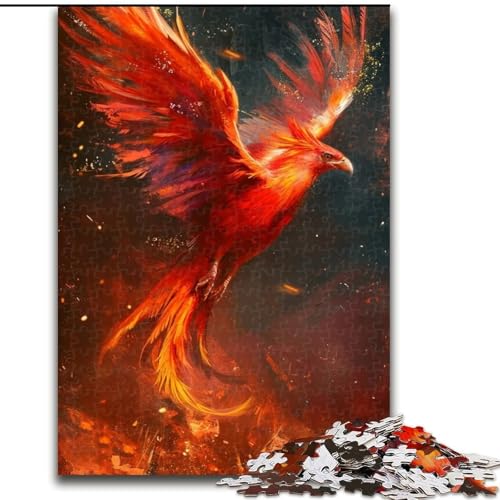 1000-teiliges Puzzle für Erwachsene, roter Vogel mit Buntem Puzzle aus Holz, interaktives Familienspiel, Denksportgeschenk, Lernspielzeug, 1000 Teile(50x75cm) von XHAXING