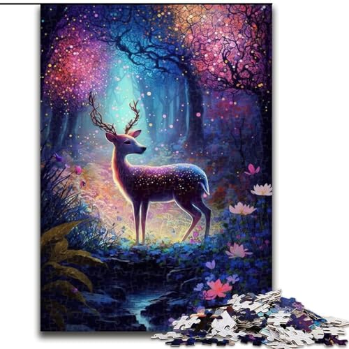 1000-teiliges Puzzle für Erwachsene, süßes Hirsch-Blumen-Puzzle aus Pappe, hochschwieriges Denkspiel für Teenager, 1000 Teile(26x38cm) von XHAXING