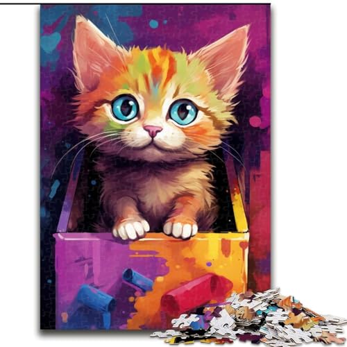 1000-teiliges Puzzle für Erwachsene, süßes Katzenpuzzle aus Holz, anspruchsvolles Denkspiel für Teenager, Spaß für den Familienspielabend, 1000 Teile(50x75cm) von XHAXING