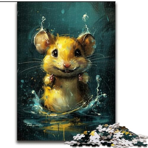 1000-teiliges Puzzle für Erwachsene, süßes kleines gelbes Maus-Puzzle aus Pappe, Spielzeug, Geschenk, pädagogisches intellektuelles Entspannungsspiel, lustiges Familienspiel, 1000 Teile(26x38cm) von XHAXING