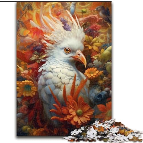 1000-teiliges Puzzle für Erwachsene, weißer Papagei, aus Pappe, interaktives Familienspiel, Denksportgeschenk, Lernspielzeug, 1000 Teile(26x38cm) von XHAXING