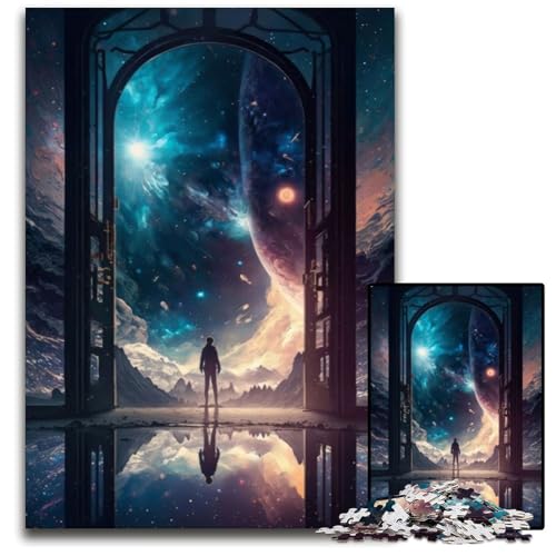1000-teiliges Puzzle für Erwachsene „Die Tür zum Unbekannten“, Holzpuzzle für Erwachsene für Teenager, Familienspieleabend, hirnfordernde Geschenkidee, 50x75cm von XHAXING