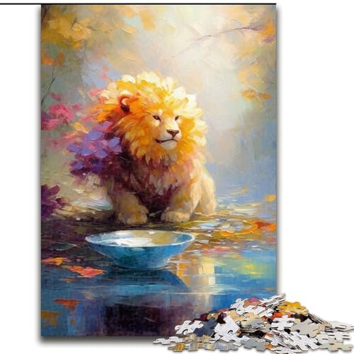 1000-teiliges Puzzle für Erwachsene Löwen am Fluss aus Holz, für Teenager, interaktives Familienspiel, herausforderndes Geschenk, 1000 Teile(50x75cm) von XHAXING