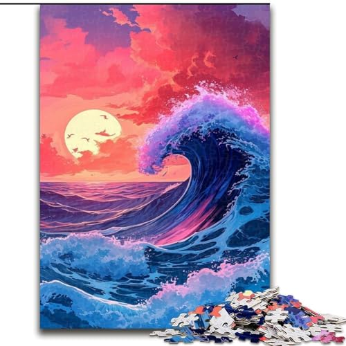 1000-teiliges Puzzle für Erwachsene Wellen in der Abendsonne, Puzzle aus Holz, anspruchsvolles Denkspiel für Teenager, unterhaltsames interaktives Spiel für die ganze Familie, 1000 Teile(50x75cm) von XHAXING