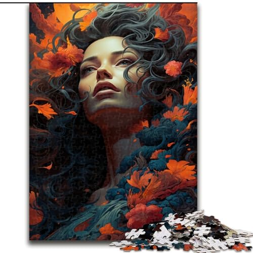 1000-teiliges Puzzle für Erwachsene mit Rosen und schönen Frauen, aus Holz, anspruchsvolles DIY-Denkspiel, interaktives Familienspiel, 1000 Teile(50x75cm) von XHAXING