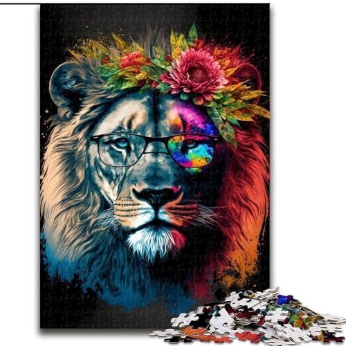 1000-teiliges Puzzle für Erwachsene. Der Löwe mit der Krone. Aus Pappe, anspruchsvolles Denkspiel für Teenager, unterhaltsames interaktives Spiel für die ganze Familie. 1000 Teile(26x38cm) von XHAXING