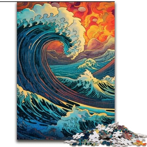 1000-teiliges Puzzle für Erwachsene. Wunderschönes Wellen-Puzzle aus Pappe, anspruchsvolles DIY-Denkspiel, interaktives Familienspiel, 1000 Teile(26x38cm) von XHAXING