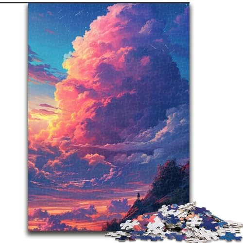 1000-teiliges Puzzle im Anime-Stil, Bunte Wolken, aus Pappe, Geburtstage, Feiertage und als Heimdekoration, 1000 Stück(26x38cm) von XHAXING
