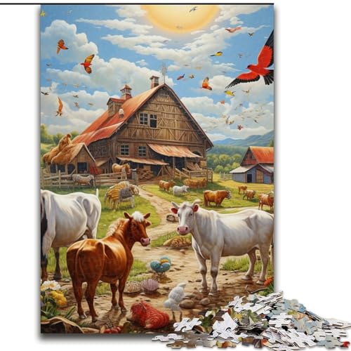 1000-teiliges Puzzle mit Bauernhoftieren. Aus Pappe, Geburtstage, Weihnachten, Halloween, Erntedankfest, Ostern. 1000 Teile(26x38cm) von XHAXING
