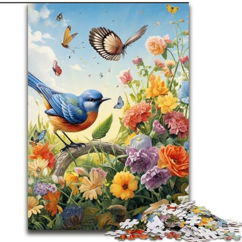 1000-teiliges Puzzle mit Blumen und Vögeln. Aus Pappe, Geburtstage, Weihnachten, Halloween, Erntedankfest, Ostern. 1000 Teile(26x38cm) von XHAXING