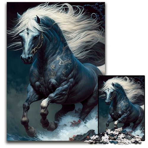 1000-teiliges Puzzle mit Pferde-Übernatürlichkeit für Erwachsene, Denkspiel, interaktives Familienspiel, geeignet für Kinder ab 14 Jahren, 50x75cm von XHAXING