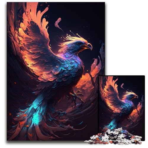 1000-teiliges Puzzle mit Phönixvogel, Holzpuzzle für Erwachsene, Spielgeschenk für Erwachsene, interaktives Familienspiel, Gehirn-Herausforderung, Geschenk, 50 x 75 cm von XHAXING
