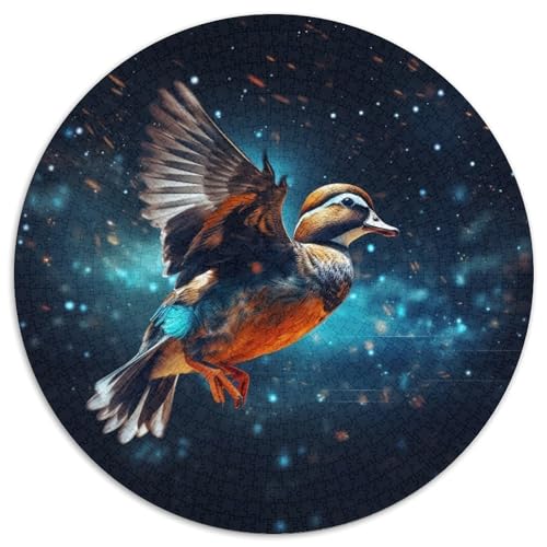 1000-teiliges Puzzle mit Sternenhimmel und Stockenten, rund, aus Pappe, Geschenkidee zum Geburtstag, anspruchsvolles Denkspiel (67,5 x 67,5 cm) von XHAXING