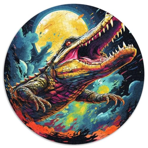 1000-teiliges Puzzle mit Tier-Nilkrokodilen, rund, aus Pappe, Denkspiel, interaktives Familienspiel, geeignet für Kinder ab 14 Jahren (67,5 x 67,5 cm) von XHAXING