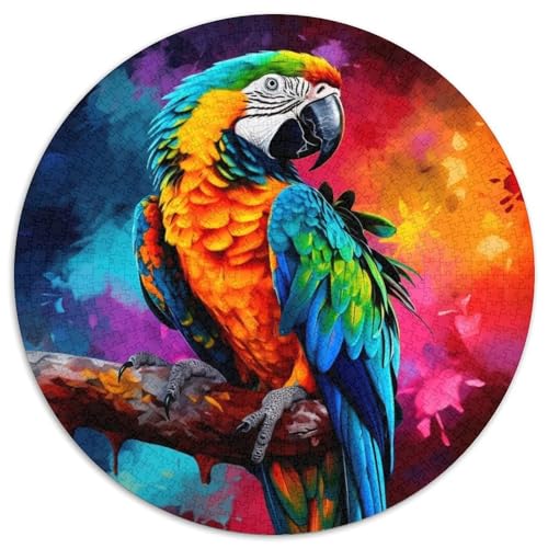 1000-teiliges Puzzle mit Tieren, Vögeln, Papageien, rund, aus Pappe, Geschenkidee zum Geburtstag, anspruchsvolles Denkspiel (67,5 x 67,5 cm) von XHAXING