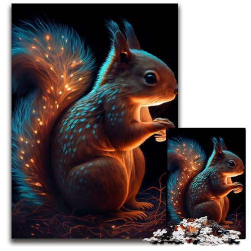1000-teiliges Puzzle mit leuchtenden Eichhörnchen-Tier-Puzzles für Erwachsene, Denkspiel, interaktives Familienspiel, geeignet für Kinder ab 14 Jahren, 26x38cm von XHAXING