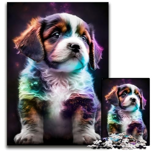 1000-teiliges Puzzle mit niedlichen Welpen aus dem Universum, Denkspiel für Erwachsene, interaktives Familienspiel, geeignet für Kinder ab 14 Jahren, 26x38cm von XHAXING