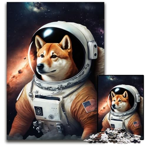 1000-teiliges Shiba Inu Astronauten-Puzzle für Erwachsene, Denkspiel, interaktives Familienspiel, geeignet für Kinder ab 14 Jahren, 26x38cm 1000-teiliges Shiba Inu Astronauten-Puzzle für Erwachsene, Denkspiel, interaktives Familienspiel, geeignet für Kinder ab 14 Jahren, 26x38cm von XHAXING