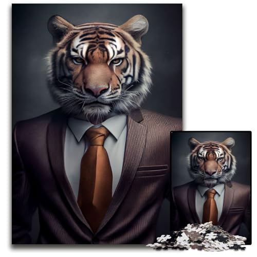 1000-teiliges Tigeranzug-Puzzle für Erwachsene, Denksportspiel, interaktives Familienspiel, geeignet für Kinder ab 14 Jahren, 26x38cm 1000-teiliges Tigeranzug-Puzzle für Erwachsene, Denksportspiel, interaktives Familienspiel, geeignet für Kinder ab 14 Jahren, 26x38cm von XHAXING