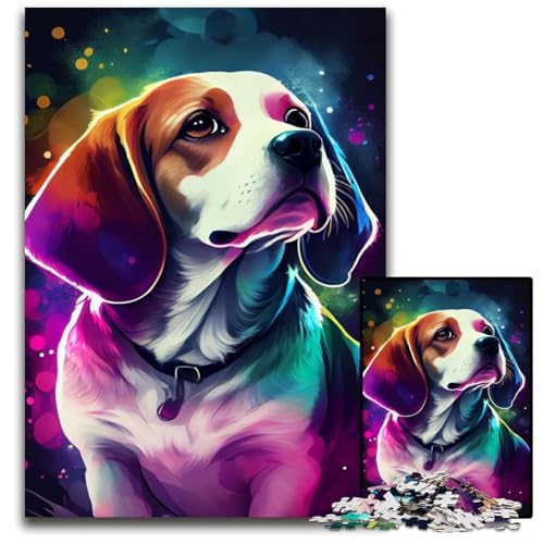 Beagle-Hund, buntes Puzzle für Erwachsene, 1000 Teile, anspruchsvolle Puzzles, Spaß für die ganze Familie, Gehirn-Herausforderung, Teenager, 50x75cm von XHAXING