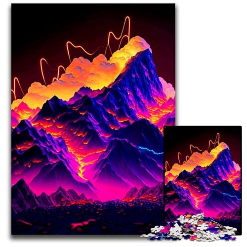 Bunte Bergpuzzles für 1000 Teile, Holzpuzzles, anspruchsvolles DIY-Denkspiel, perfektes Familienspiel oder dekoratives Geschenk, 50x75cm Bunte Bergpuzzles für 1000 Teile, Holzpuzzles, anspruchsvolles DIY-Denkspiel, perfektes Familienspiel oder dekoratives Geschenk, 50x75cm von XHAXING
